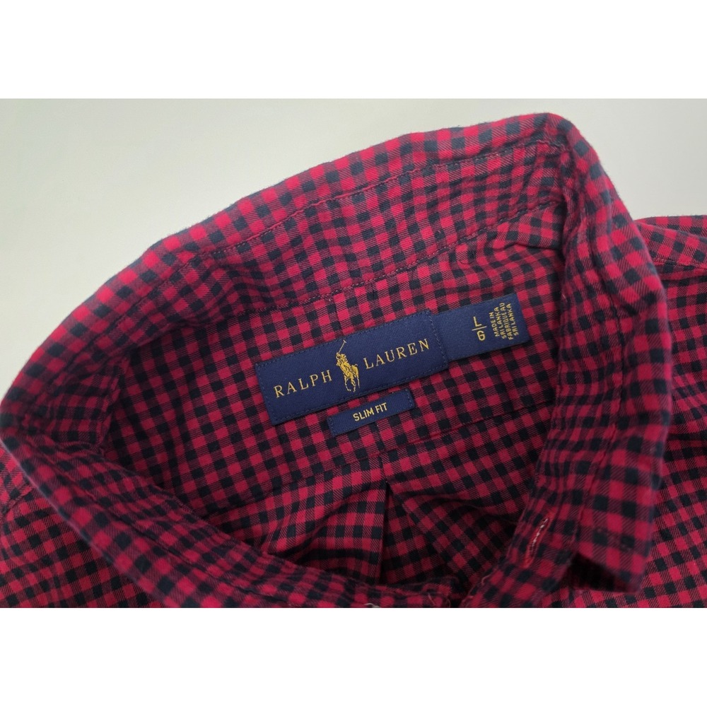 Ralph Lauren Mens Size‎ L Slim Fit Buffalo Plaid Long Sleeve Button Down Shirt